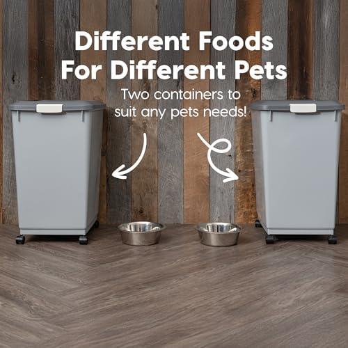 IRIS USA Dog Food Storage Container, 2-Pack, Up to 54 lbs, Gray/Dark Gray