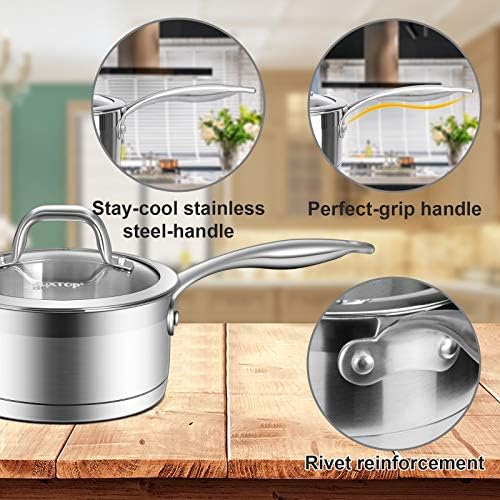 Duxtop Stainless Steel Sauce Pan with Lid, 1.6 Quart Induction Cooking Pot