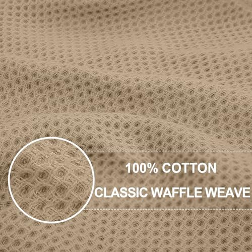 Homaxy 100% Cotton Oversized Waffle Weave Kitchen Towels 8-Pack, Tan