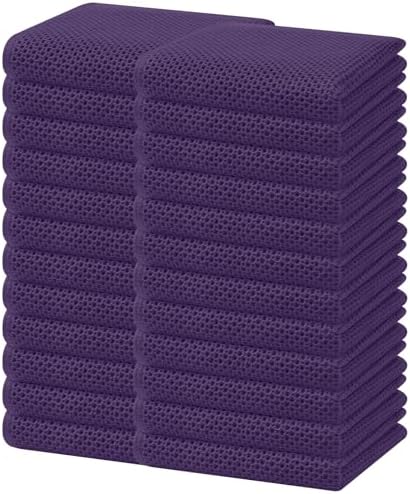 Homaxy 100% Cotton Waffle Weave Kitchen Dish Towels 24-Pack, Eggplant