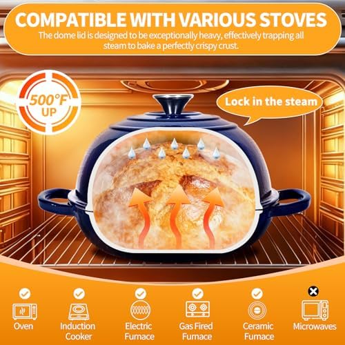 6QT Enameled Cast Iron Dutch Oven For Sourdough Bread Baking