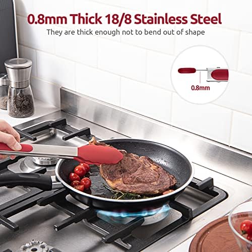 U-Taste Kitchen Tong for Cooking, 480ºF Heat-Resistant Silicone, 12in/Red