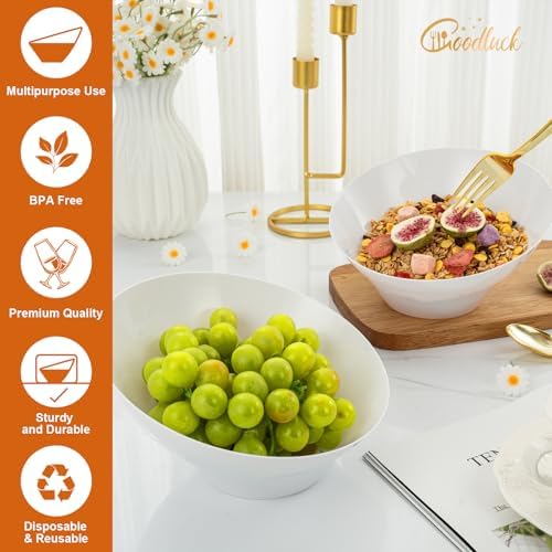 Goodluck 12 Pack white Plastic Serving Bowls for Party - 20 OZ