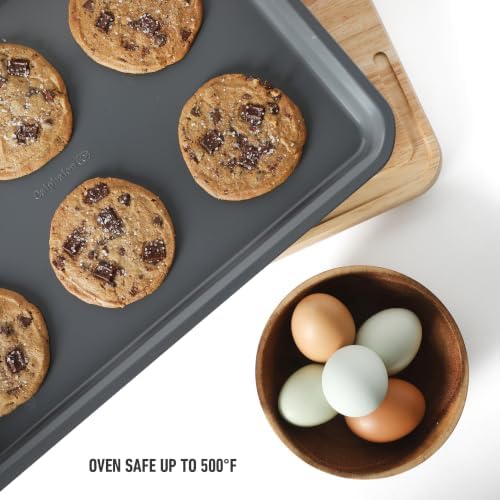 Calphalon Legacy 15 x 10 Inch PFA Free Nonstick Cookie Sheet Baking Pan in Blue, Durable Heavy Gauge Steel Bakeware for Even Heating, Oven Safe Baking Tray for Cookies and Roasting
