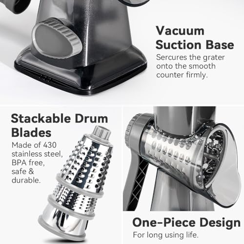 Cheese Grater Hand Crank Rotary Vegetables Shredder with Handle