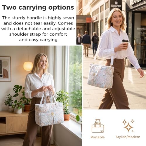 Large Lunch Box for Women, Insulated Lunch Bag for Work, Patchwork