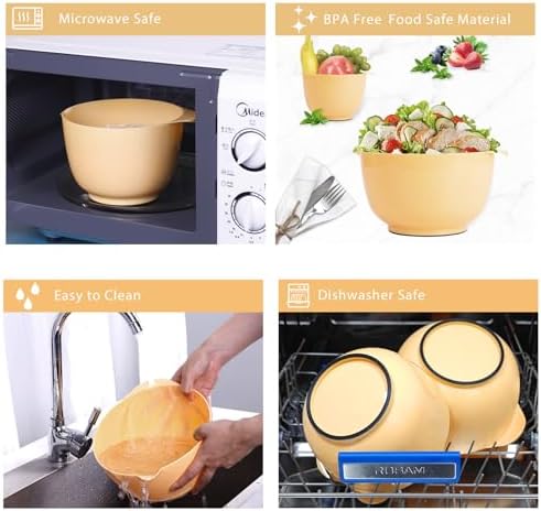 BoxedHome Classic Mixing Bowls Set of 4, BPA Free Plastic, Microwave Safe