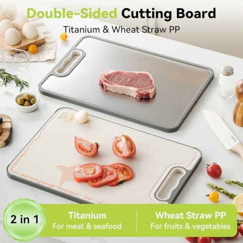 2PCS Titanium Cutting Board Double Sided Food Grade Chopping Board