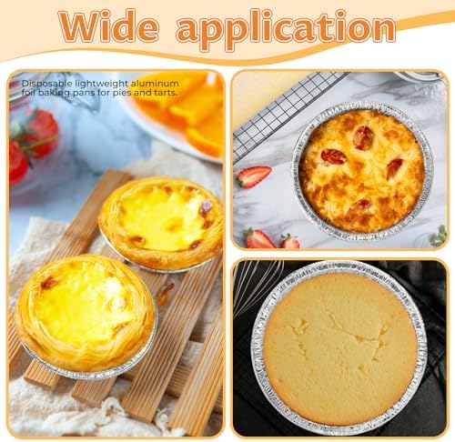 200 Pack 4" Round Tart Pie Foil Pans Disposable Pans Aluminum Foil Tart & Pie Tins Pans for Baking,Cooking,Storage or Reheating