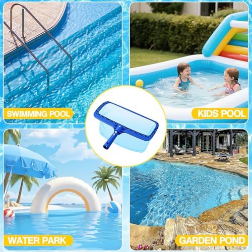 Pool Skimmer Net, Professional Swimming Pool Leaf Skimmer with Heavy Duty Frame, Fine Nylon Flat Mesh for Fast Debris Cleaning, for Above Ground & In-Ground Pools