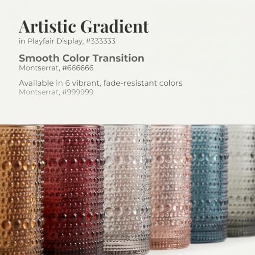Mfacoy Colored Hobnail Drinking Glasses Set of 6, 10oz Vintage Kitchen Glassware, Embossed Beaded Glass Cups, Water Glasses, Beaded Colorful Water Tumbler for Cocktail, Juice and Various Mixed Drinks