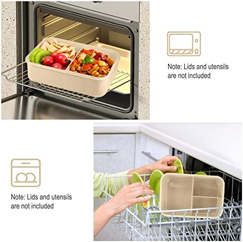 Bento Box for Adult, 1200 ML Lunch Containers, LeakProof Lunch Box with Utensils, BPA Free, 3 Compartment Bento Box Microwave Safe, Khaki