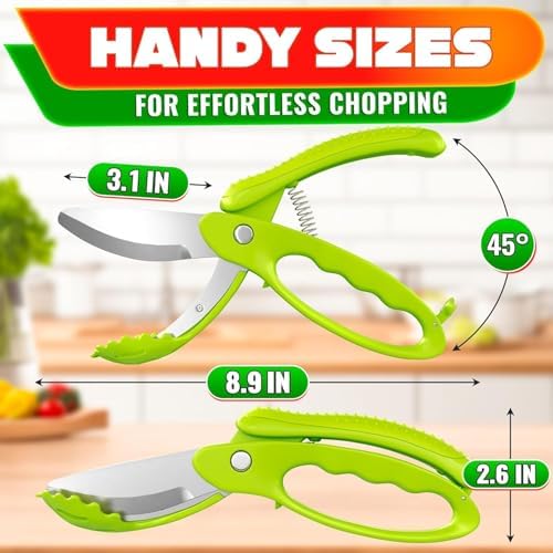 Salad Scissors for Chopped Salad, Two-Blade, Spring-Loaded System