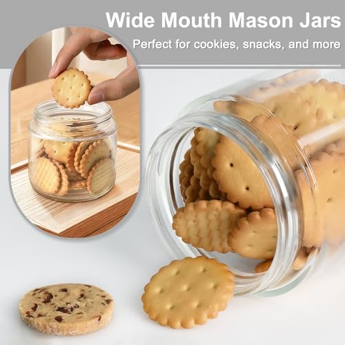 Overnight Oats Containers with Lids, 10oz Wide Mouth Mason Jars with Lids, 3 Pack Glass Jars with Airtight lid for Chia Pudding Yogurt Salad, Meal Prer Oatmeal Jars, Gray
