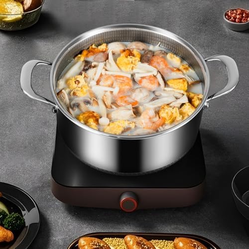 Hybrid Nonstick 7.5 QT Stockpot with Lid, Stainless Steel Stockpot with Honeycomb Texture,Compatible with All Cooktops,Dishwasher and Oven Safe