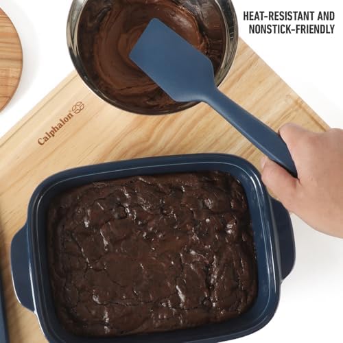 Calphalon Prime Silicone Scraper, Flexible Kitchen Scraper Spatula for Baking, Mixing & Nonstick Cookware, Heat-Resistant Durable Scraping Tool with Ergonomic Handle, Navy