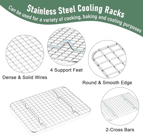 Homikit Cookie Sheet with Rack Set (1 Sheet Pan+1 Cooling Rack),10 x 8 Inch