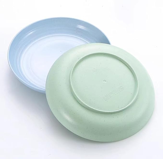Unbreakable Cereal Dinner Plate, 9 Inch Wheat Straw Deep Reusable Plastic, Lightweight Salad Kids for Kitchen Camping BPA FREE Dishwasher Safe