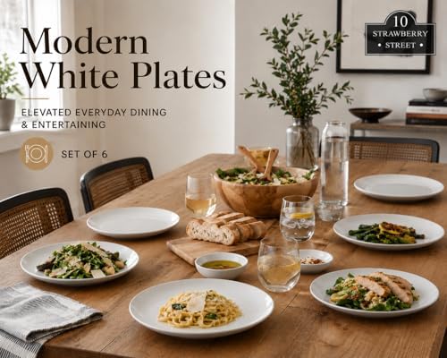 10 Strawberry Street Simply White 10.5" Coupe Dinner Plate, Set of 6