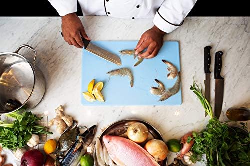 18 x 12 Large Blue Plastic Cutting Board for Fish, Seafood, Shellfish - 1/2 Inch Thick HDPP, NSF and Commercial Grade