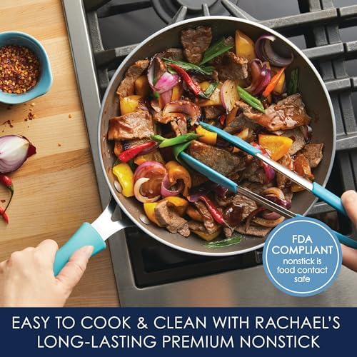 Rachael Ray Cook + Create Nonstick Stir Fry Pan/Wok, 10.5 Inch, Agave Blue