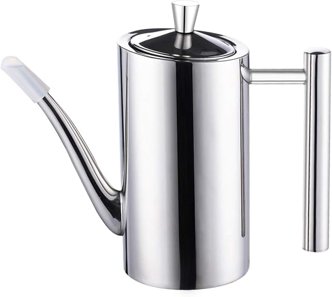 Sumerflos Olive Oil Dispenser Bottle Stainless Steel, 500ml/17oz Drip-Free Pouring Oil Pot Storage Container for Salad and Kitchen Cooking
