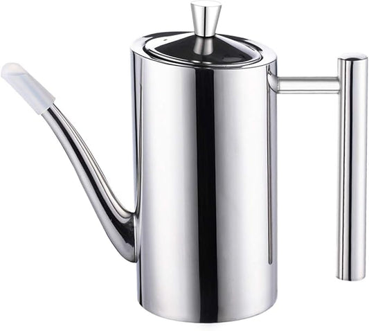 Sumerflos Olive Oil Dispenser Bottle Stainless Steel, 500ml/17oz Drip-Free Pouring Oil Pot Storage Container for Salad and Kitchen Cooking