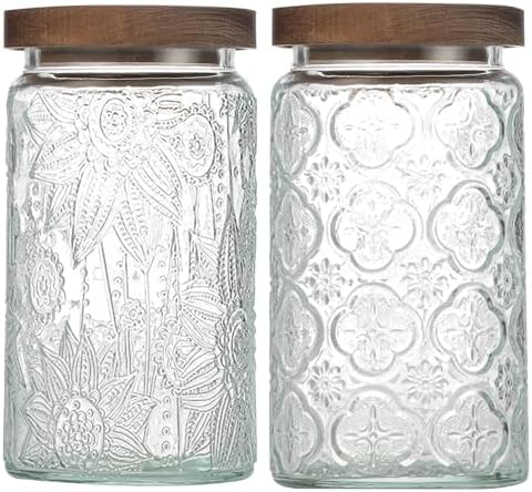 Vintage Glass Jar with Lid Airtight Candy Coffee Canister Food Storage Set