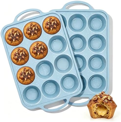 Silicone Muffin Pans for Baking, Metal Reinforced Frame 2.8''Silicone Molds