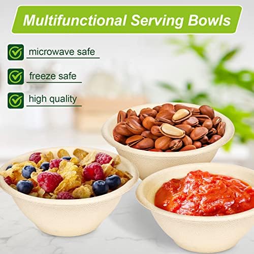 6oz Small Compostable Paper Bowls, 100 Pack Biodegradable Bagasse
