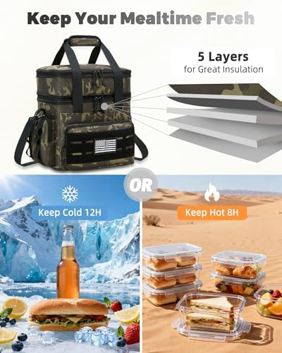 holuxer Lunch Bag & Lunch Box for Men - Tactical Large Soft