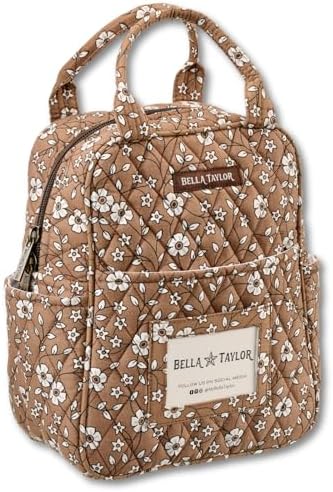 Bella Taylor Lunch Tote, Quilted Lunch Bag, Vintage Vine Brown