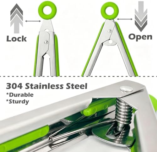 9" Kitchen Tongs for cooking with Silicone Tips, Salad Tongs, Light Green