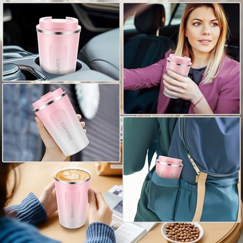CS COSDDI 12 oz Coffee mug - Stainless Steel Coffee Cup with Leakproof Lid