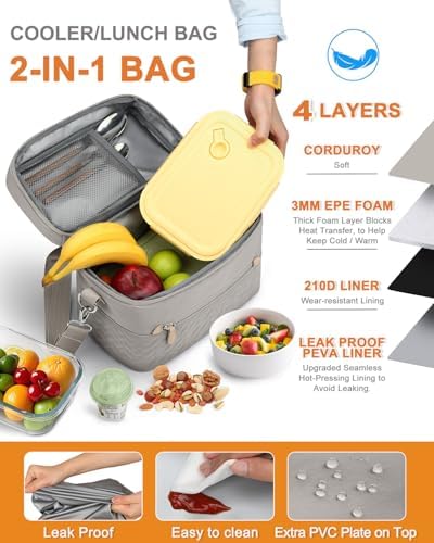 Capolo Lunch Bag for Women Men Insulated Lunch Tote Leakproof Lunchbox Bags