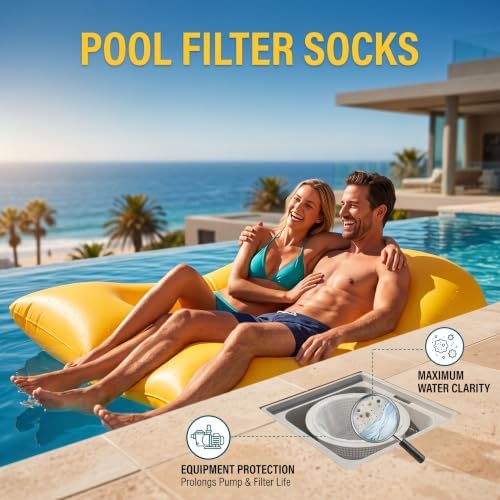 120 Pack Pool Filter Socks for Skimmer Baskets, Ultra Fine Mesh Reusable Pool Skimmer Socks for Above Ground and Inground Pools, Catches Debris, Leaves, Hair, and Branches