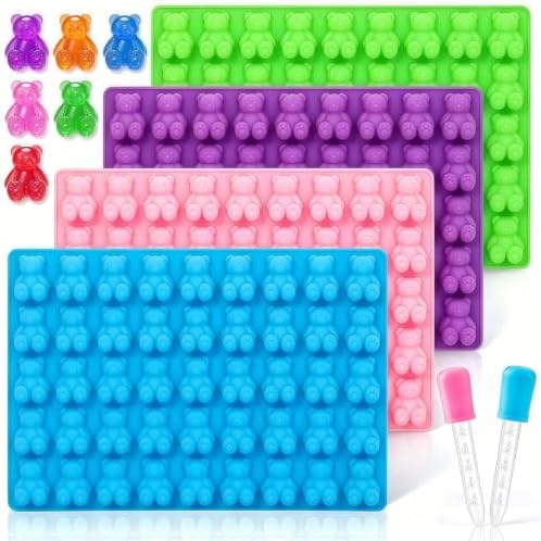 4 Pack Large Gummy Bear Molds Candy Molds - 3 Inch Gummy Silicone Molds