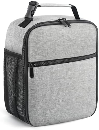 Lunch Bag for Men/Women, Reusable Lunchbox for Adult, Small Insulated Lunch box, Lunch Tote Bag for Office, Work, Picnic - Grey