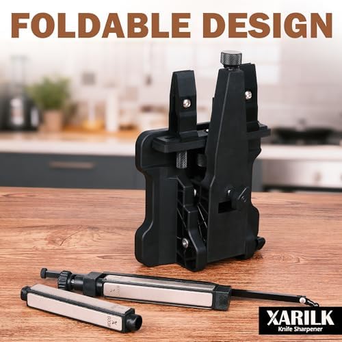 Portable Folding Adjustable Knife Sharpener – Includes 2 Diamond Sharpening Stone Sets (240#–2000# & 320#–3000#) for Pocket, Hunting, Kitchen & Serrated