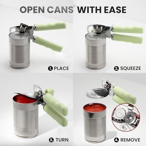 Zulay Kitchen Manual Can Opener Heavy Duty Patented Stainless Steel, Sage