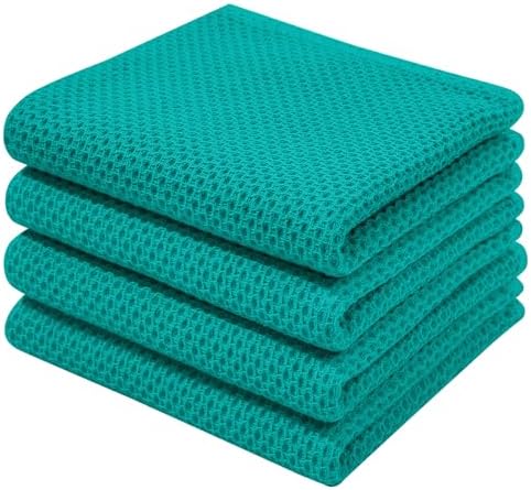 Homaxy 100% Cotton Waffle Weave Kitchen Dish Towels 4-Pack, Teal
