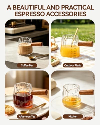 Espresso Cups 6 OZ, Dual Spout Espresso Shot Cups with Coffee Spoon