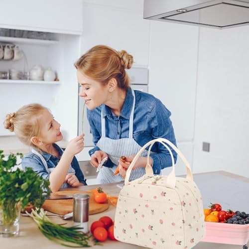 BTOOP Lunch Box for Women Girls Insulated Lunch Bag Cute Corduroy Lunchbox Adults Small Lunch Tote Bags Reusable Cooler for Work Office School Picnic Travel