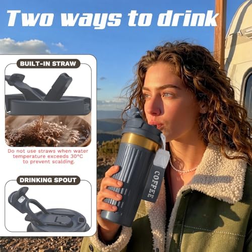Vacuum Insulated Stainless Steel Travel Coffee Mug,Leak Proof Cup with Lid
