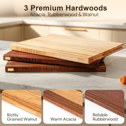 Magnetic Book Cutting Board Set with Stand for Space-Saving Kitchen