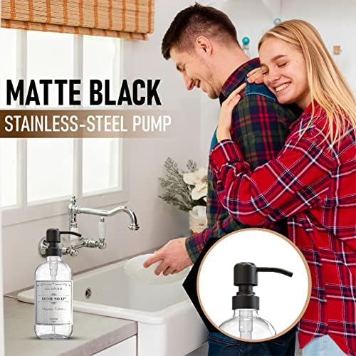 Sunrise Premium Clear Glass Soap Dispenser with Pump, 2 Pack