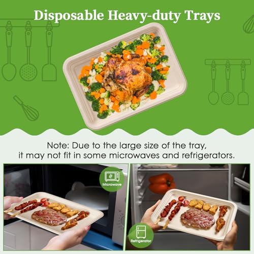 ECOLipak 100 Pack 14 in Compostable Natural Disposable Food Crawfish Trays