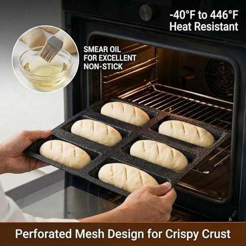 Dioycli Bread Loaf Pan for Baking Silicone Rectangular Bread Pan, 6-Cavity