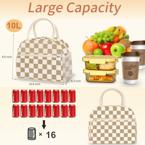 Coobiiya Lunch Bag Lunch Box for Women Men, Reusable Cute Corduroy Lunchbag - Leakproof, Insulated LunchBox Tote with Large Capacity, Dot