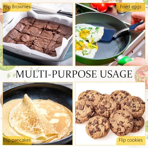 2 Pcs Mini Silicone Cookie Brownie Spatula,Solid Flat,Blue